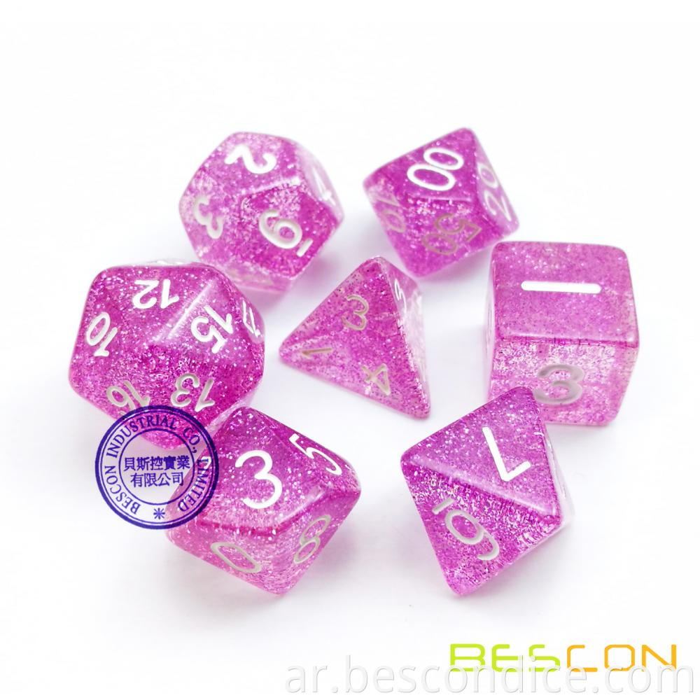 Glitter Transparent Role Playing Dice Assorted Colors 5